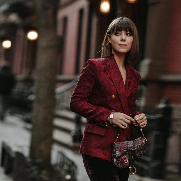 L'AGENCE Red and Gold Blazer with Tailored Silhouette Size 2 NWT - Picture 1 of 7